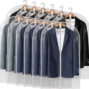 40" All Clear Garment Bags for Hanging Clothes, 12 Packs Suit Bags for Closet St